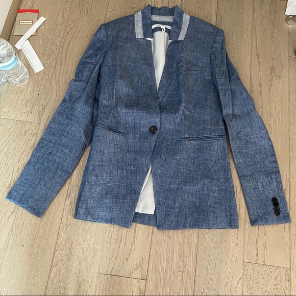 veronica beard chambray blazer